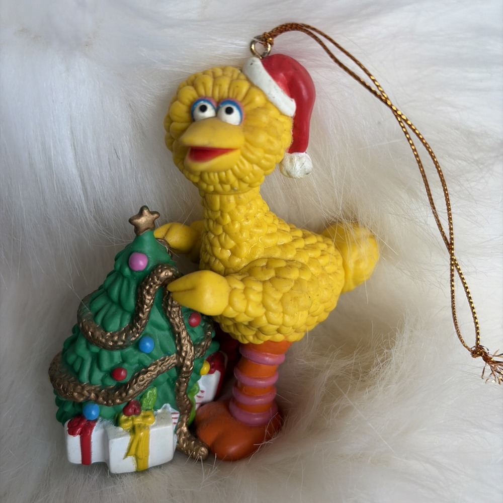 y2K Vintage Sesame Street Big Bird Christmas Tree Hanging Ornament Muppet Decor